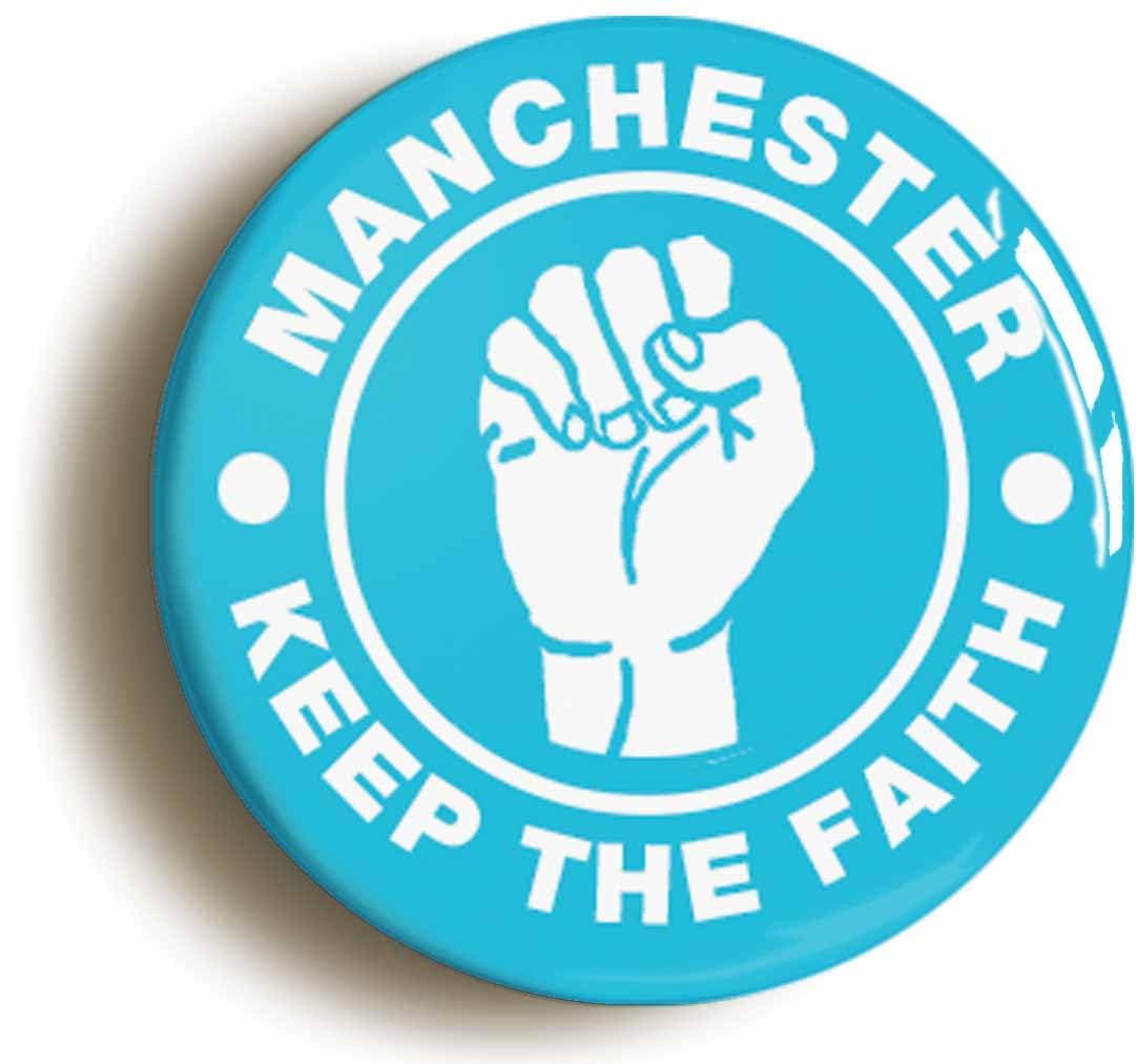 Manchester Blue Keep The Faith Northern Soul Fridge Magnet (Circular 2inch / 50mm Diameter)