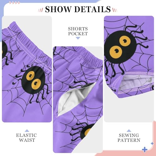 Spider on Purple Boys Pants Boys Athletic Pants Long Pant for Boywith Pockets Wide-Leg Size 6-14Y4
