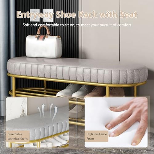 Banc de rangement à chaussures assise rembourrée robuste 200kg
