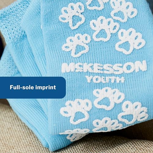 McKesson Terries Slipper Socks [48 Pairs], Non Slip Grip Hospital Socks, Youth Size, Unisex Grippy Slipper, Light Blue, Single Tread, Soft and Breathable Terry Cloth Inner3