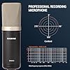 SUUNTOK Condenser Microphone XLR, Large Diaphgram Professional Recording Cardioid Microphone Kit with Shock Mount, for Studio, Live Streaming, Podcas (Black) #3
