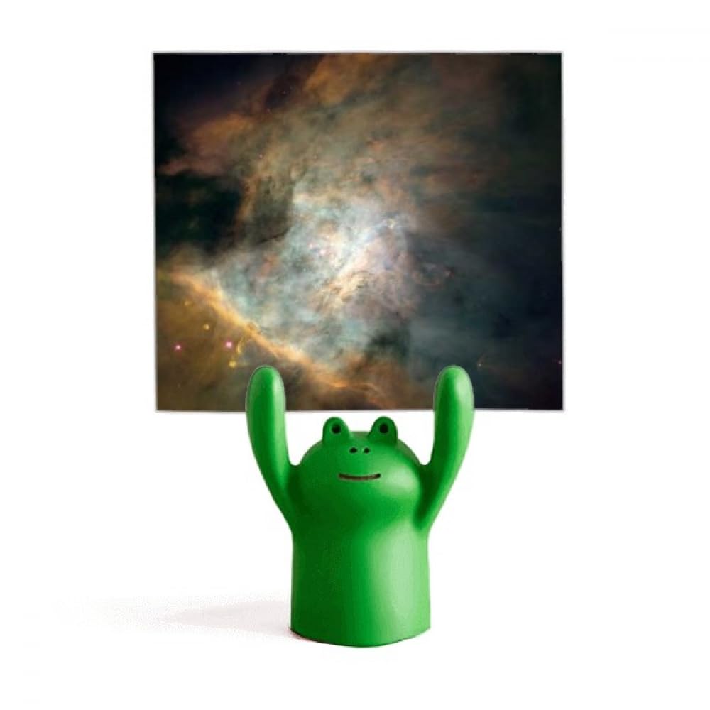 Porte-mémo grenouille émeraude et nébuleuses blanches pour bureau - 4