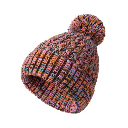 FURTALK Beanie for Women Winter Beanie Knitted Hat with Pom Soft Warm Ski Cap Orange