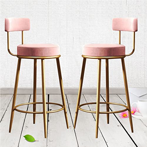 Chaises de comptoir de cuisine roses contre le mal de dos ensemble de 2 tabourets ronds - 2