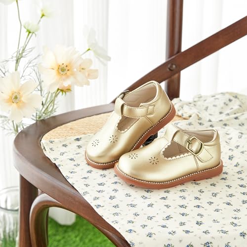 Image of PHIRAMIN Toddler Flower Girl Dress Shoes - Little Girl Mary Janes Flats Wedding
