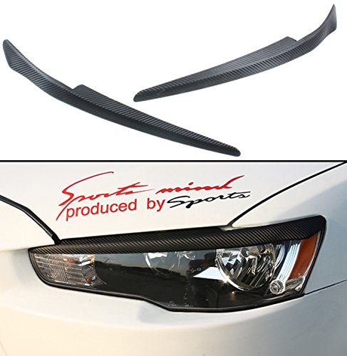 ABS Carbon Look Texture Headlight Eye Lid Cover Compatible with 2008-2016 Mitsubishi Lancer GTS EVO X