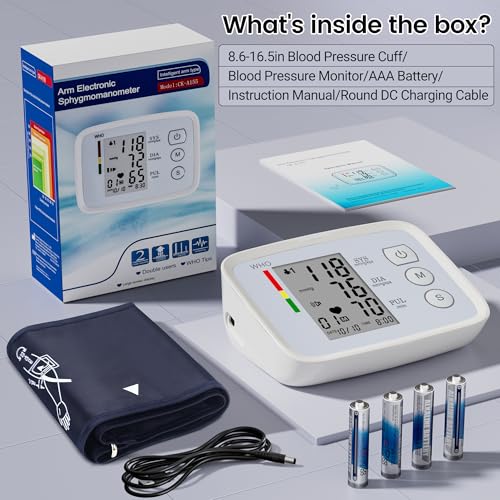 Blood Pressure Monitor Automatic Bp Monitors for Home Use – Large Screen, Adjustable Blood Pressure Cuff (8.7"-16.5"), 2x90 Memory, Dual Power Supply, Easy-to-Use and Travel Bp Machine - Image 6