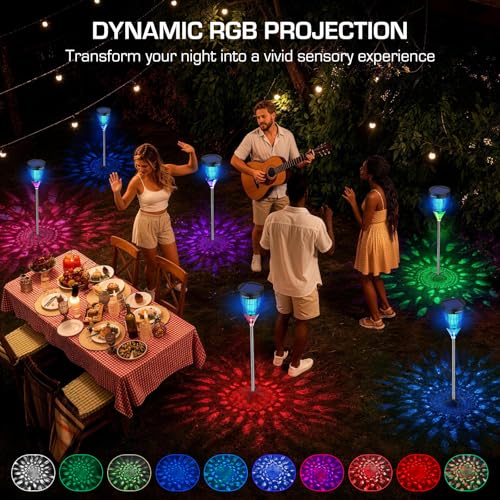 Image of Solar Bug Zapper Outdoor, Mosquito Zapper with Flame & Projector Light | Auto On /Off, Waterproof Cordless Mosquito Trap Solar Powered, 4200V Electric Fly Zapper Killer for Patio Yard Camping Garden