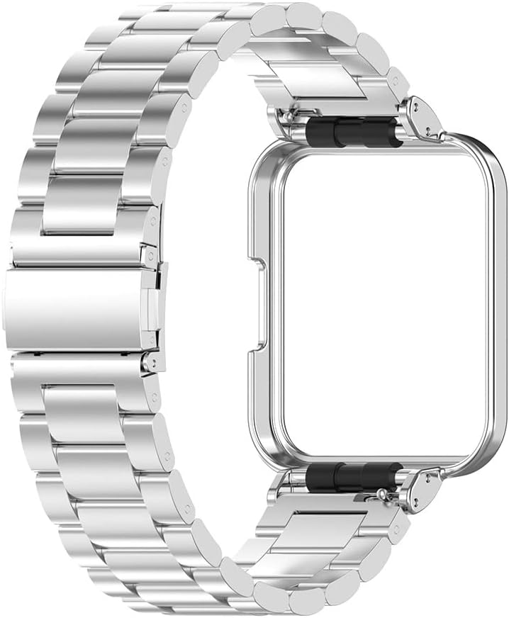 Edinber Funda de metal milanés compatible con Xiaomi Redmi Watch2 Lite versión internacional, correa de muñeca de metal con funda protectora