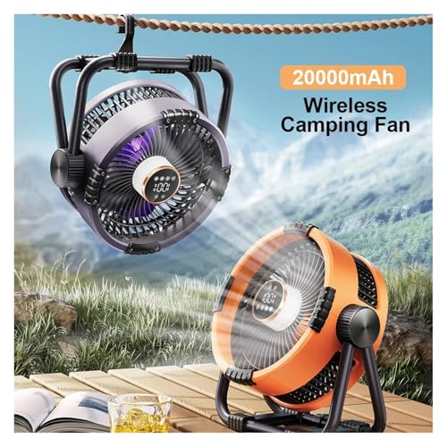 Ventilador de camping portátil USB 20000 mAh con luz LED integrada 2