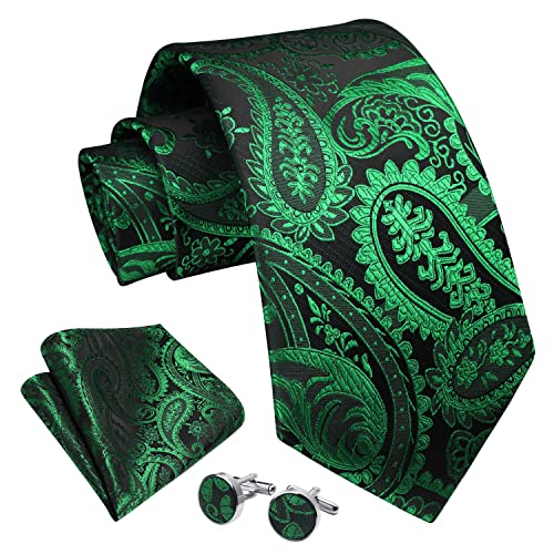 Image of Enlision Mens Ties Solid Color Satin Necktie Ties for men Handkerchief Cufflinks Pocket Squares for Wedding
