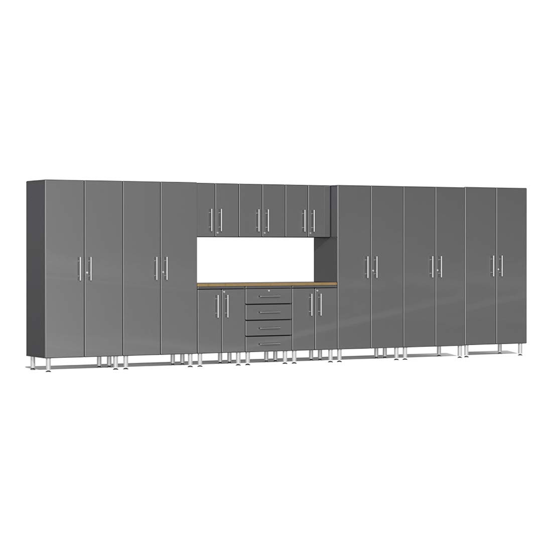 Ulti-MATE UG22122G 12-Piece Cabinet Kit with Bamboo Worktop in Graphite Grey Metallic