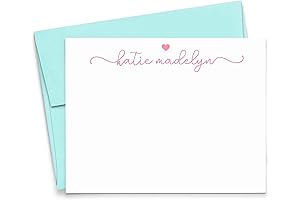 Personalized Stationery for Girls with Heart Envelope