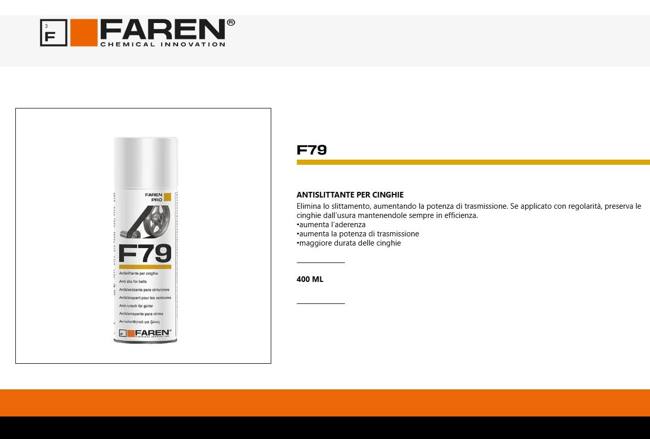 Faren F79 Antislittante per Cinghie Spray Antiscivolo per Trasmissioni 400ml (2 Pz)