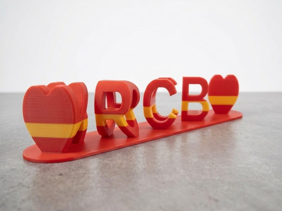 3D Printed RCB Theme Flip Name Stand, Dual-Color PLA | Table Decor, Cricket Fans, Customisable Gift-image-31