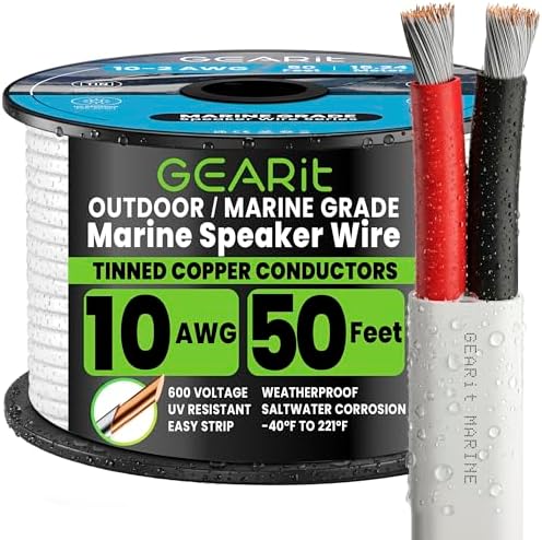 GEARit 10 Gauge Electrical Wire, 10/2 AWG Tinned Copper Cable, 50 FT