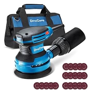 Dong Cheng 5-Inch Random Orbital Sander 380W 12800OPM Electric Palm Sander, 6 Variable Speeds, with 20pcs Sandpaper & Detachable Dust Bag, Power Sander for Woodworking, Sanding & Polishing