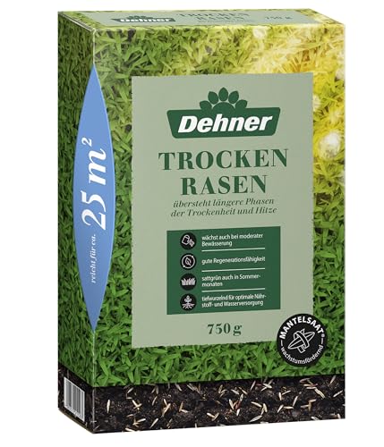 Dehner Saatgut Rasensamen, Trockenrasen, hochwertige Saatgutmischung, strapazierfähig/selbstregenerierend, 750 g, für ca. 25 m², natur