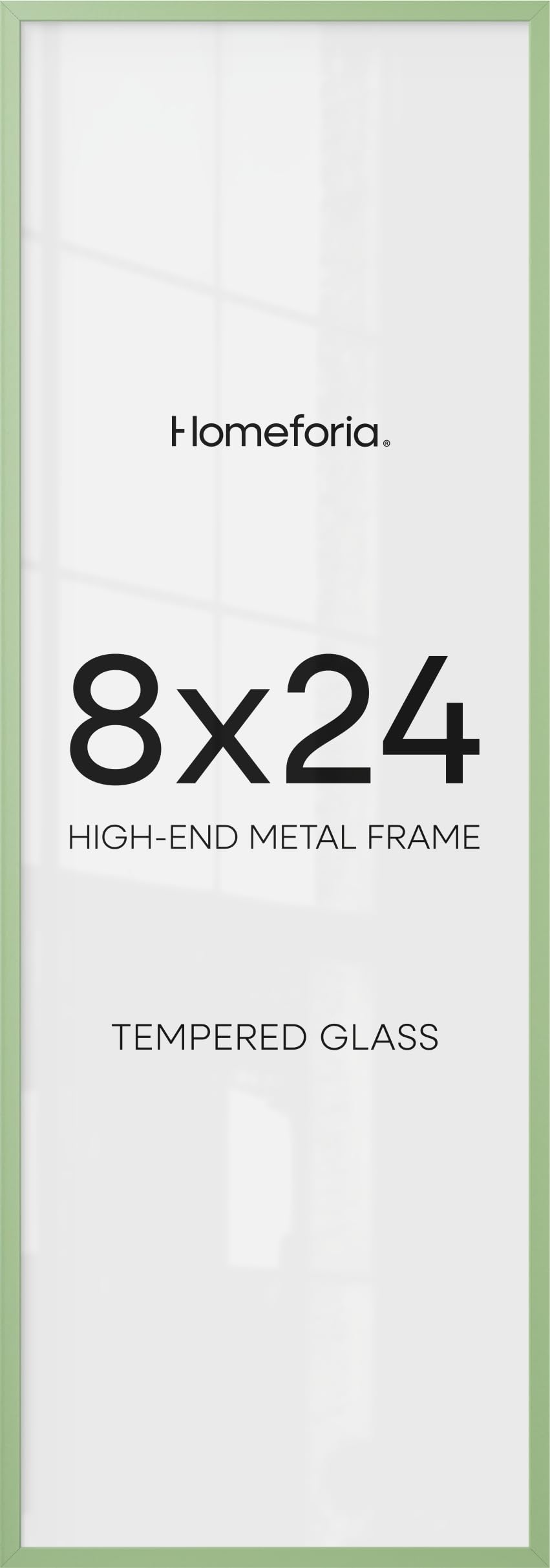 Homeforia 8x24 Green Panoramic Picture Frame, High-End Metal, Glass