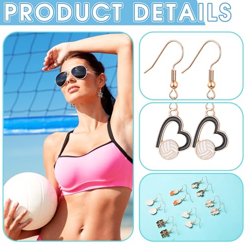 Nosiny 6 Pairs Sports Earrings for Women Game Earrings Football Volleyball Soccer Tennis Ball Golf Tooth Jewelry Dangle Decor3