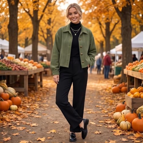 Fall Coats for Women Corduroy Jacket Cropped Cardigan Button Down Shacket - image 3