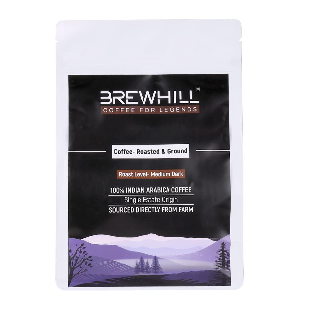 Brewhill Coffee | Medium-Dark Roast (Ground Coffee) | Made with 100% Specialty Grade Arabica Coffee Beans, Bag (250)