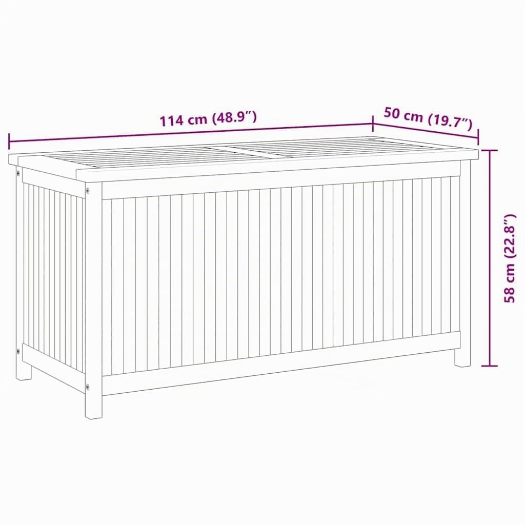vidaXL Gartenbox Aufbewahrungsbox Auflagenbox Kissenbox Box Kiste Truhe Gartentruhe Holztruhe Gartenmöbel 114x50x58cm Massivholz Teak