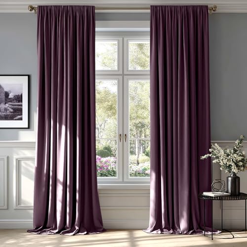 Image of MIULEE Purple Orchid Blackout Velvet Curtains Drapes 84 Inch Long 52 inchx84 inch