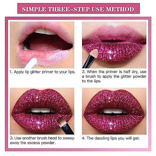 Animakeup Kawaii Kisses Glitter Lip Kit 4 Colors Glitter Lip Kit (A+B, One Size)