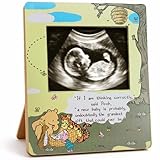 Wooden Ultrasound Picture Frame - Classic Bear & Friends Design, First Baby Announcement Sonogram Keepsake, Milestone Sign for Nursery Decor, Shower Gift & Decoration for New Parents