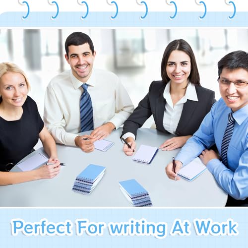 Image of Teling 50 Pcs Blue Graph Paper Spiral Memo Pads Bulk, 3x5 Inch Small Note Pads, Pocket Graph Notebooks with 75 Sheet Grid Paper, Top Bound Mini Spiral Steno Notepad for Office Back to School Gift