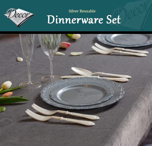 Decor Decorline - Ensemble D'assiettes Réutilisables De 40 Pièces - Rose - Casual Collection Vaisselle Vintage De Haute Qualité - Aspect Chinois Porcelain - Service Pour Toutes Les Occasions Et Fête