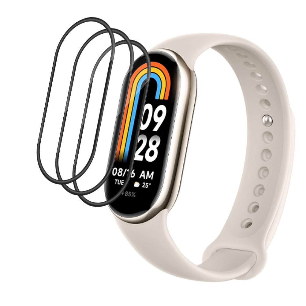 Protector Xiaomi Band 8 GEJEFA Funda Para Xiaomi Smart Band 8/Mi Band 8 + Cristal Templado, PC Case Y Integrados Vidrio Protector De Pantalla Para Xiaomi Mi Band 8, Negro + Transparente