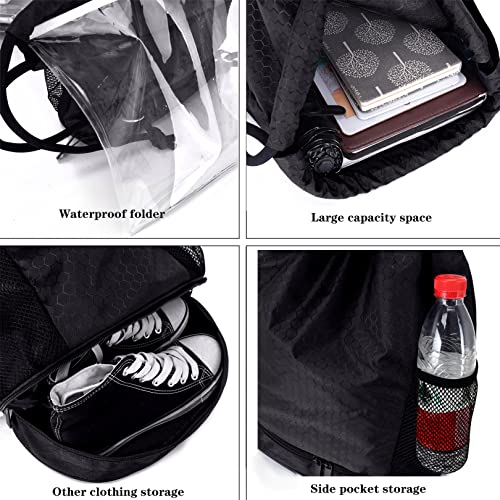 Oflilak Waterproof Drawstring Sport Bag Lightweight Sackpack Backpack,Swimming Gym Yoga Sport Casual Bags For Men And Women, Black, Full Size #TOP4