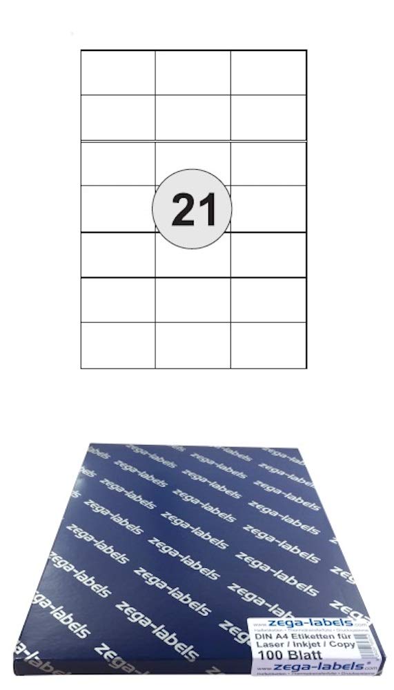 1.200 Etiketten 97 x 42,3 mm wetterfeste Polyester Folie weiss matt stark haftend auf DIN A4 Bögen (2x6 Etiketten) - 100 Blatt Pack - Universell für Laser/Farblaser einsetzbar - 97x42mm - 12-teilig