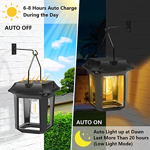 Lepwings Solar Wall Lanterns, Waterproof Outdoor Lights, 2 Pack, Wireless Aluminum Anti-Rust Outdoor Lamps, Dusk To Dawn Hanging Led Solar Lantern For Patio Decorative Fence Front Porch And Garden #TOP1