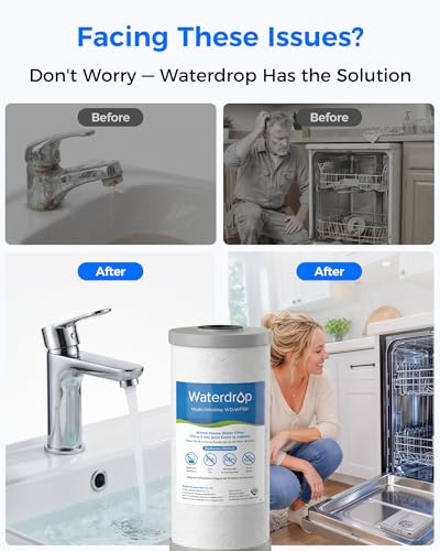 Image of Waterdrop WF10F Whole House Water Filter, Compatible with WHF21-FG, Any 10 inch x 4.5 inch System, Reduces Iron and Manganese, 5 Micron, 2 Pack