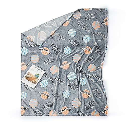 Cozy Bliss Glow In The Dark Throw Blanket Planet Galaxy Blanket, Premium Super Soft Fuzzy Fluffy Warm Cozy Powder Plush Blanket, Gift For Kids Girls Boys (Dark Grey, 50"X60") #TOP5