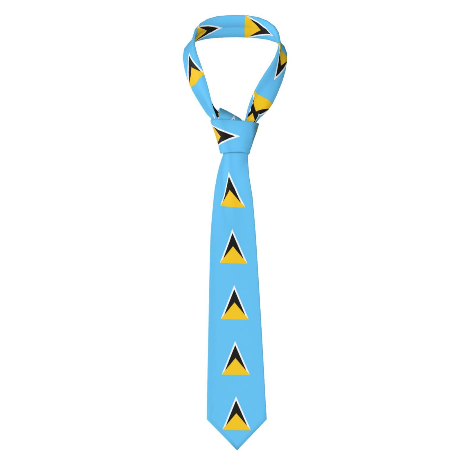 Kastiong Men's Black Fashion Printed Tie - Versatile Flag Of Saint Lucia Print Necktie For Everyday Style, Casual Business Outfit, One Size, One Size