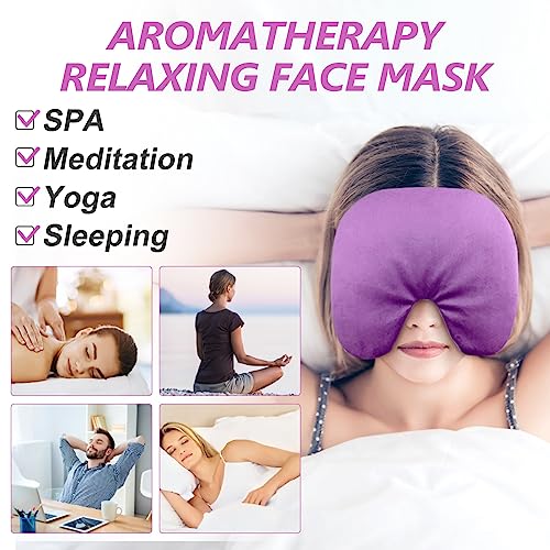 RelaxCoo Sinus Face Mask Heated for Headache，Dry Eyes, Migraine, Sinus Pressure Relief, Warm Cold Compress, Lavander Eye Pillow Weighted for Relaxation, Sleep, Yoga, Microwavable Eye Heating Pad - Thumbnail 5
