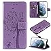 Produktbild DESSEN Hülle für Huawei Mate50 Pro, Premium Wallet Style Katze und Baum Geprägtes PU Leder Handyhülle mit Stand und Kartensteckplatz Schutzhülle Cover Case. Lavendel