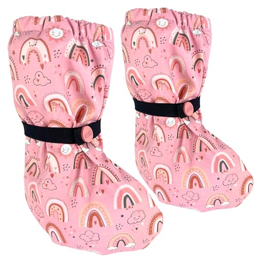 HECKBO Regenschutz Schuhe mit Vlies 318 Monate Regenbogen wasserdichte Outdoor Matsch-Schuhe passend über Hausschuhe Kleinkind und Krabbelschuhe