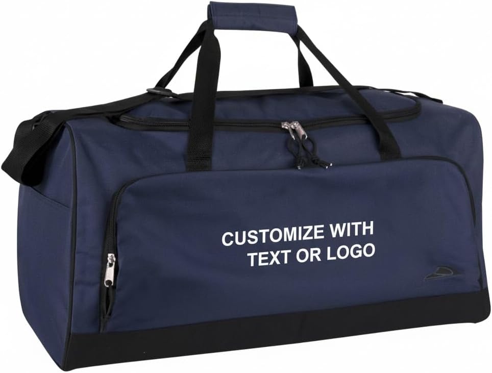 Custom Duffel Bag - Duffel Bag with Text for Personalized Touch - Sleek Design Made from Strong Denier Polyester - Bag Measures 24x12x11.5 inches - Three Spacious Zippered Compartment (Grey-24)