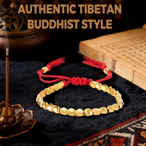 Pulsera trenzada de cuentas de cobre tibetano ajustable miniatura 5