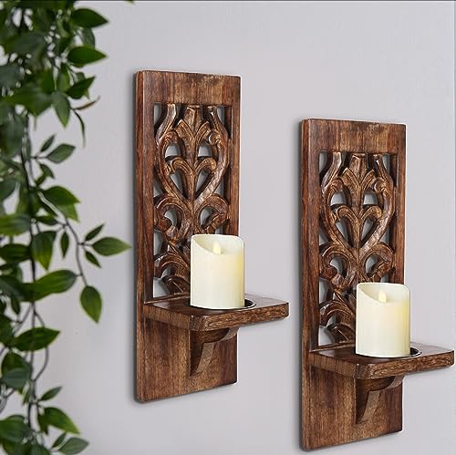 Burntwoodwallsconcessetof2wallmountedpillarcandleholdersforchristmasdecorationrusticwoodenscones16inchwalldecorforlivingroombedroom  Urban Country Home Decor Burnt wood wall sconces set of 2 wall mounted pillar candle holders for christmas decoration rustic wooden scones 16 inch wall decor for living room bedroom  urban country home decor