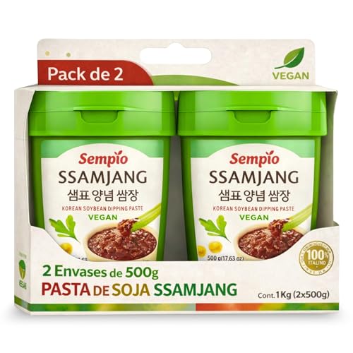 Pasta de soja Ssamjang, Salsa Coreana vegana, Esencial para la cocina coreana, Ligeramente picante, Un toque dulce, Ideal para BBQ coreano, Ssam, Dip verduras o carnes, Contiene 2 botes de 500 gr