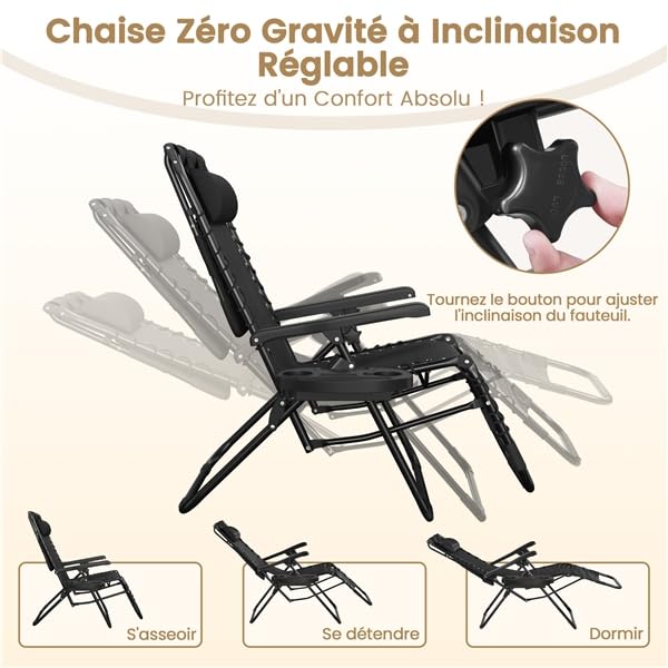 Yaheetech Chaise Longue avec Pare Soleil Bain de Soleil Pliable, avec Pare Soleil & Appuie-tête, Chaise Longue inclinable Transat de Plage Relax Camping Salon de Jardin Exterieur, Gris (1, Noir)