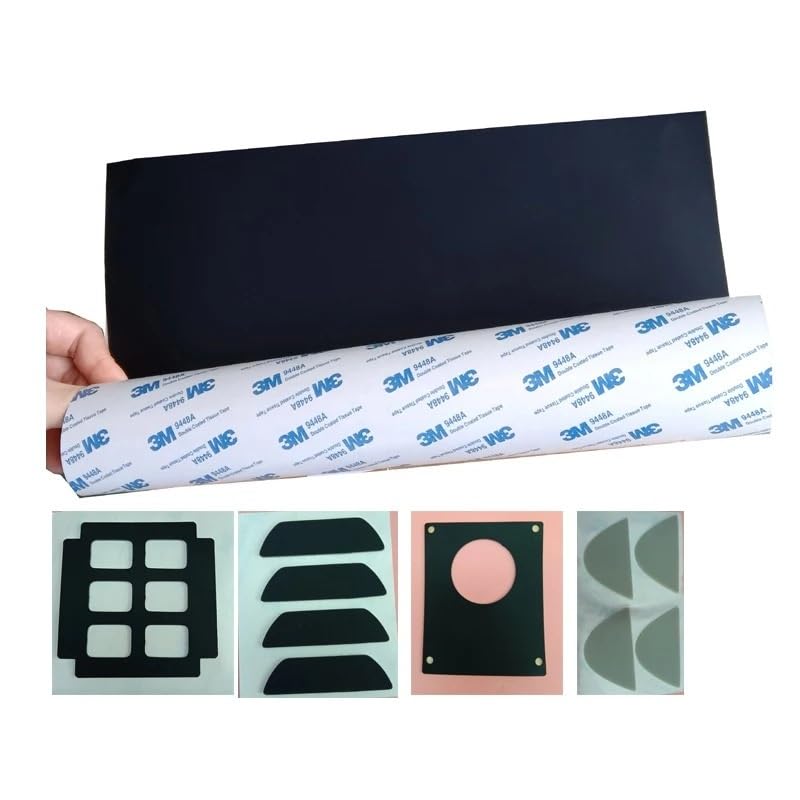 1Pc 500x500mm * 0.5mm Black Silicone Rubber Sheet Self Adhesive High Temp Mat Thickness 0.5mm