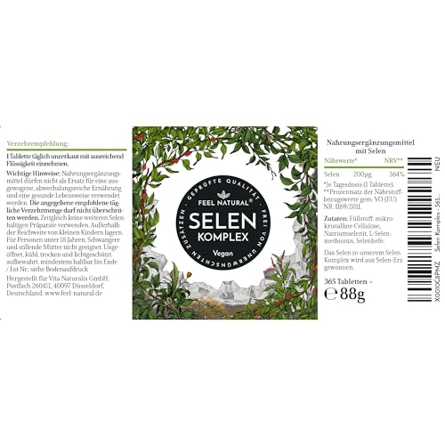 Selen Feel Natural Hochdosiert 200µg 365 Tabletten