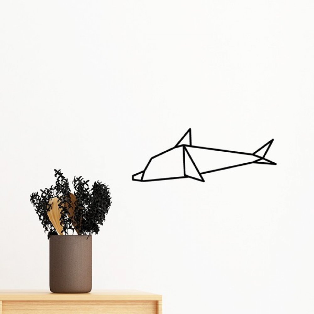 Art mural dauphin origami sticker géométrique haut de gamme de 70cm